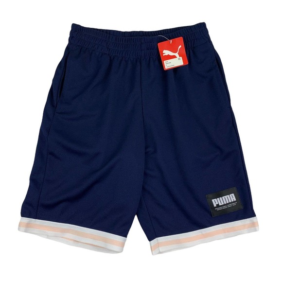 Puma Mens Summer Court Regular Fit 10" Mesh Shorts Navy Blue S - Picture 1 of 5
